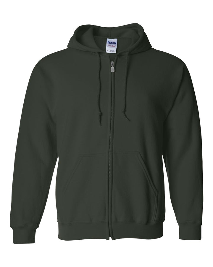 Front View of Forest Heavy Blend™ Full-Zip Hooded Sweatshirt - 18600