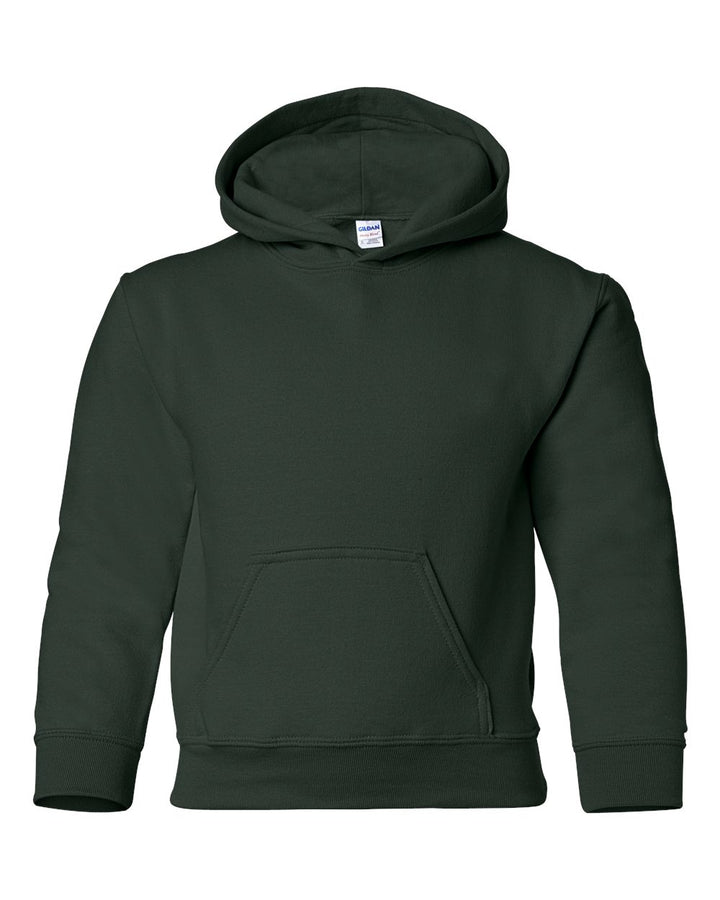 Front View of Forest Heavy Blend™ Youth Hooded Sweatshirt - 18500B