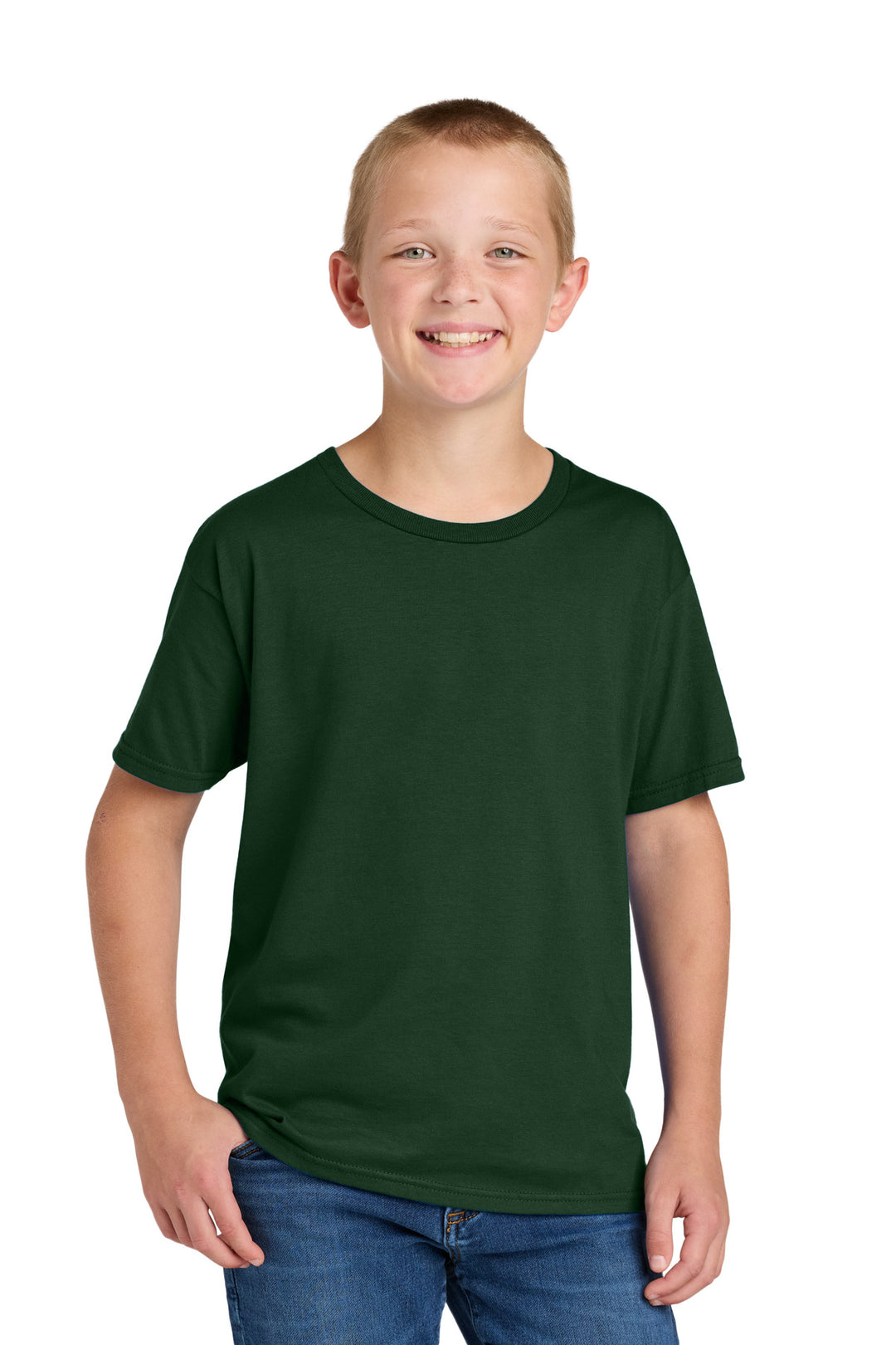 Front View of ForestGrn Jerzees Classics Youth Cotton T-Shirt 363Y