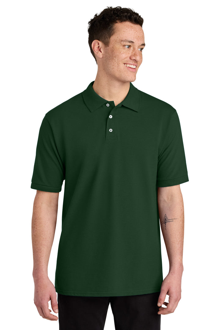 Front View of ForestGrn Jerzees Unisex Premium Ring Spun Cotton Pique Sport Shirt 443M