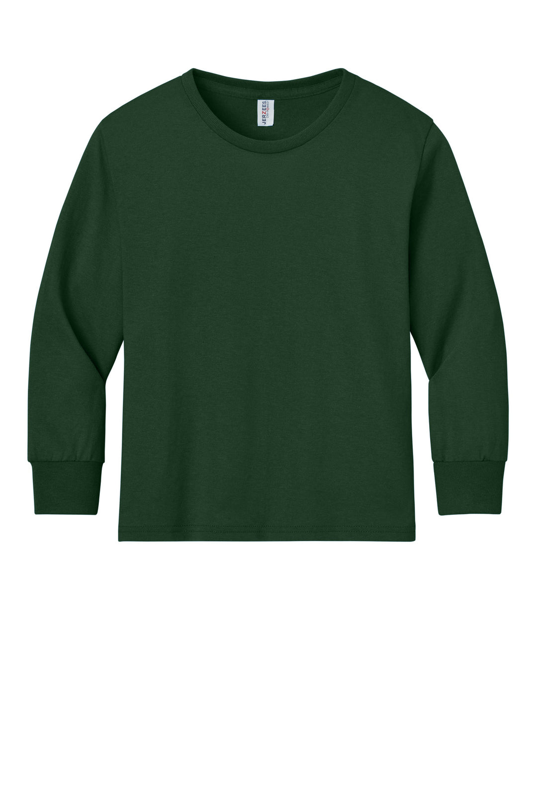 Front View of ForestGrn Jerzees Youth Dri-Power 50/50 Cotton/Poly Long Sleeve 29BL