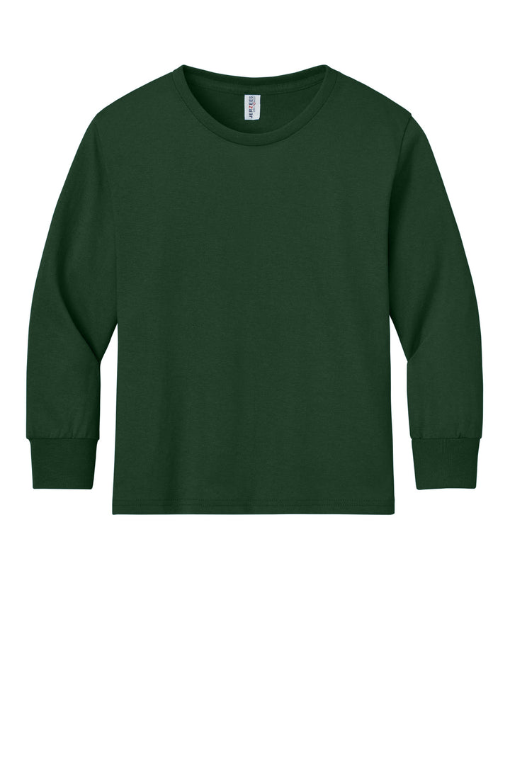 Front View of ForestGrn Jerzees Youth Dri-Power 50/50 Cotton/Poly Long Sleeve 29BL