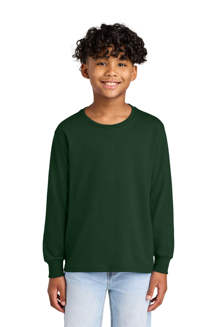 Front View of ForestGrn Jerzees Youth Dri-Power 50/50 Cotton/Poly Long Sleeve 29BL
