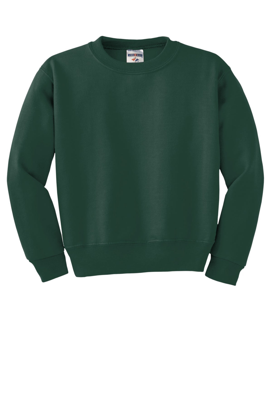 Front View of ForestGrn Jerzees - Youth NuBlend Crewneck Sweatshirt. 562B