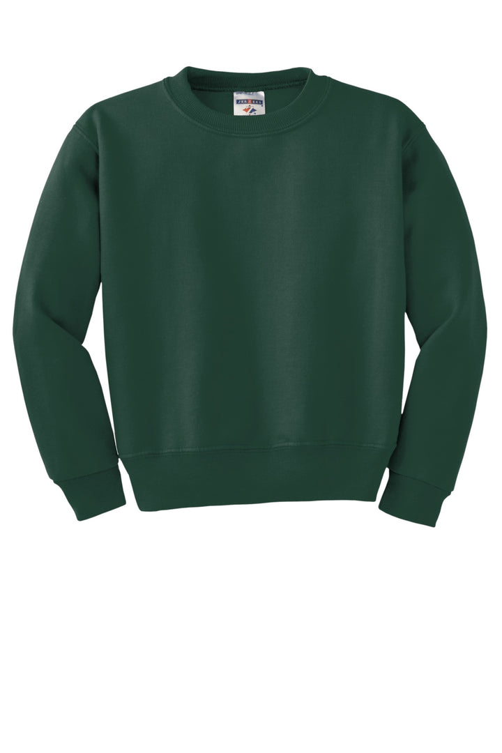 Front View of ForestGrn Jerzees - Youth NuBlend Crewneck Sweatshirt. 562B