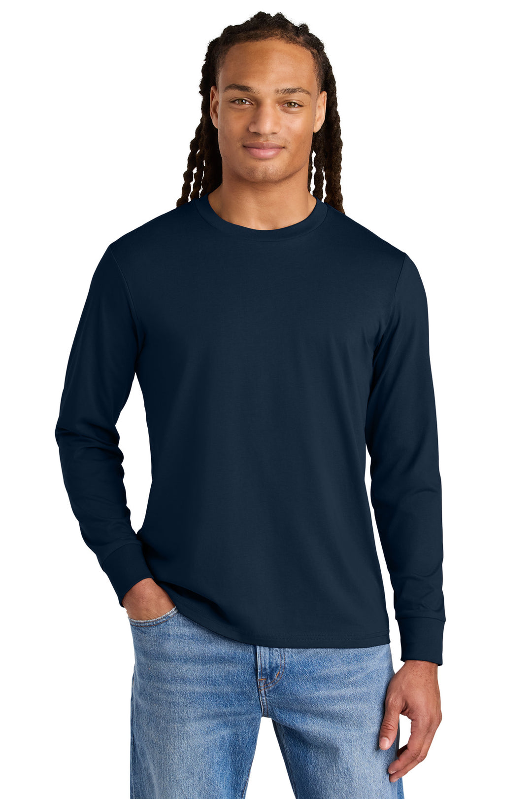 Front View of FrenchNavy Stanley/Stella Unisex Creator 2.0 Long Sleeve Tee SXU022