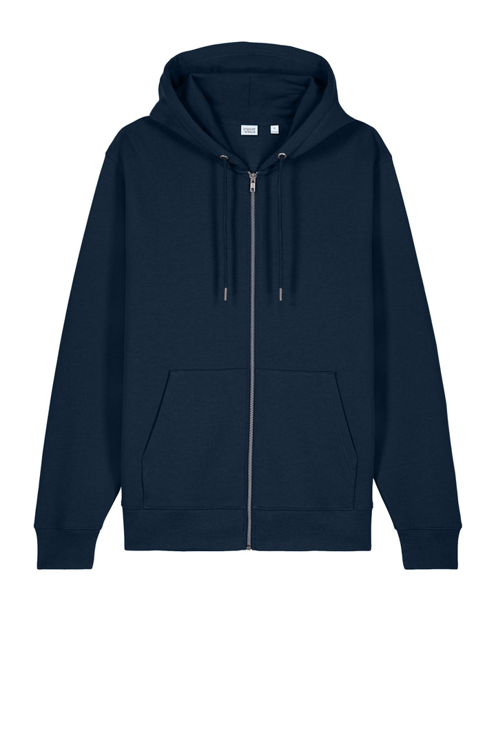 Front View of FrenchNavy Stanley/Stella Unisex Cultivator 2.0 Full-Zip Hooded Sweatshirt SXU005