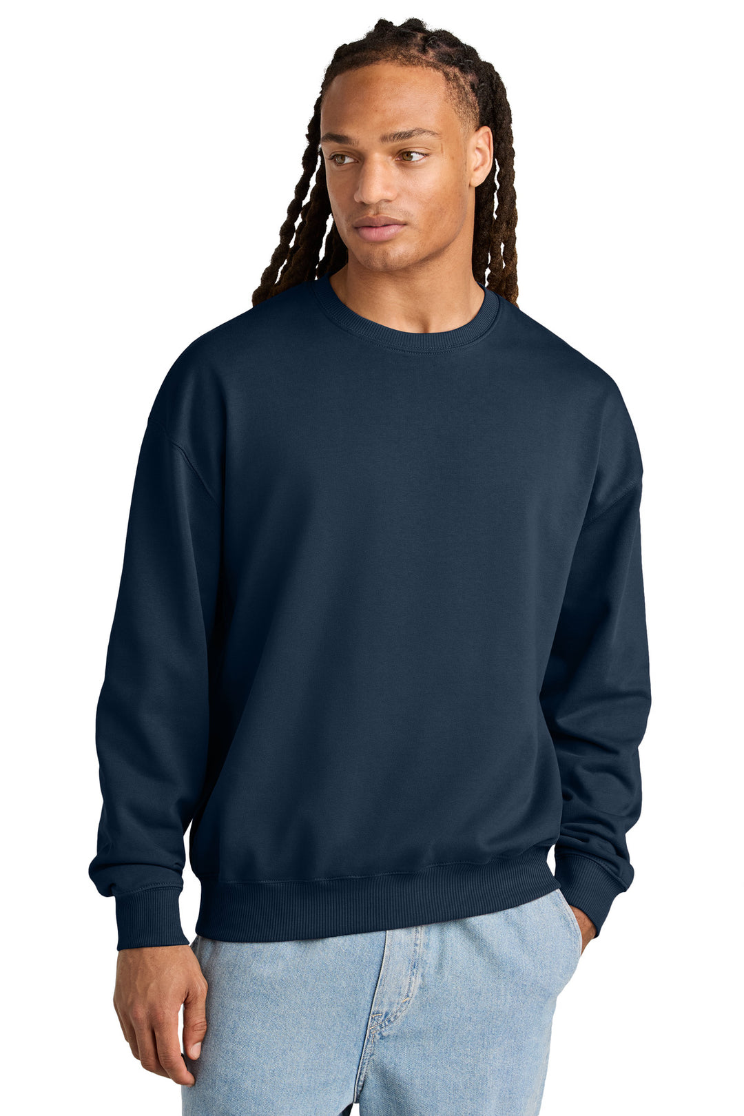 Front View of FrenchNavy Stanley/Stella Unisex Ledger Dry Crewneck Sweatshirt SXU029