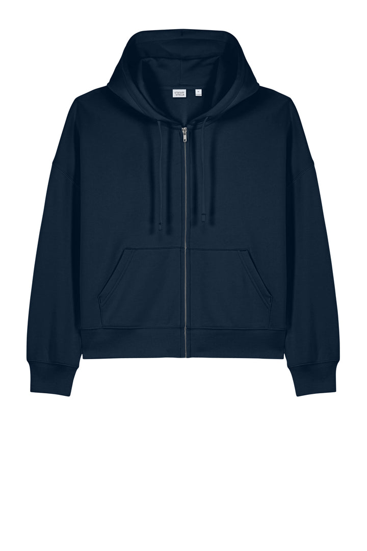 Front View of FrenchNavy Stanley/Stella Women's Stella Ida Full-Zip Hooded Sweatshirt SXW037