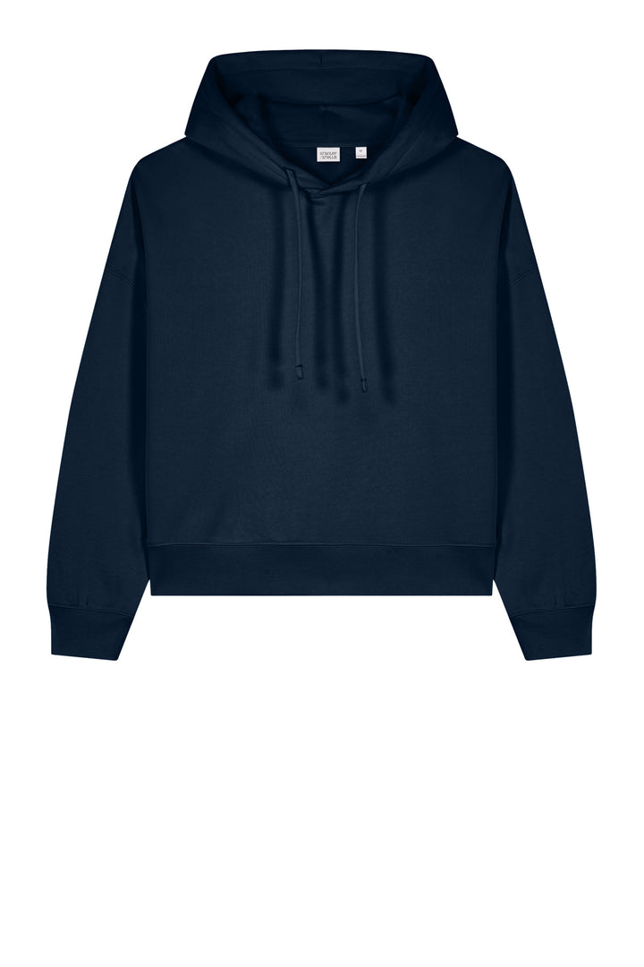 Front View of FrenchNavy Stanley/Stella Women's Stella Nora Hooded Sweatshirt SXW035