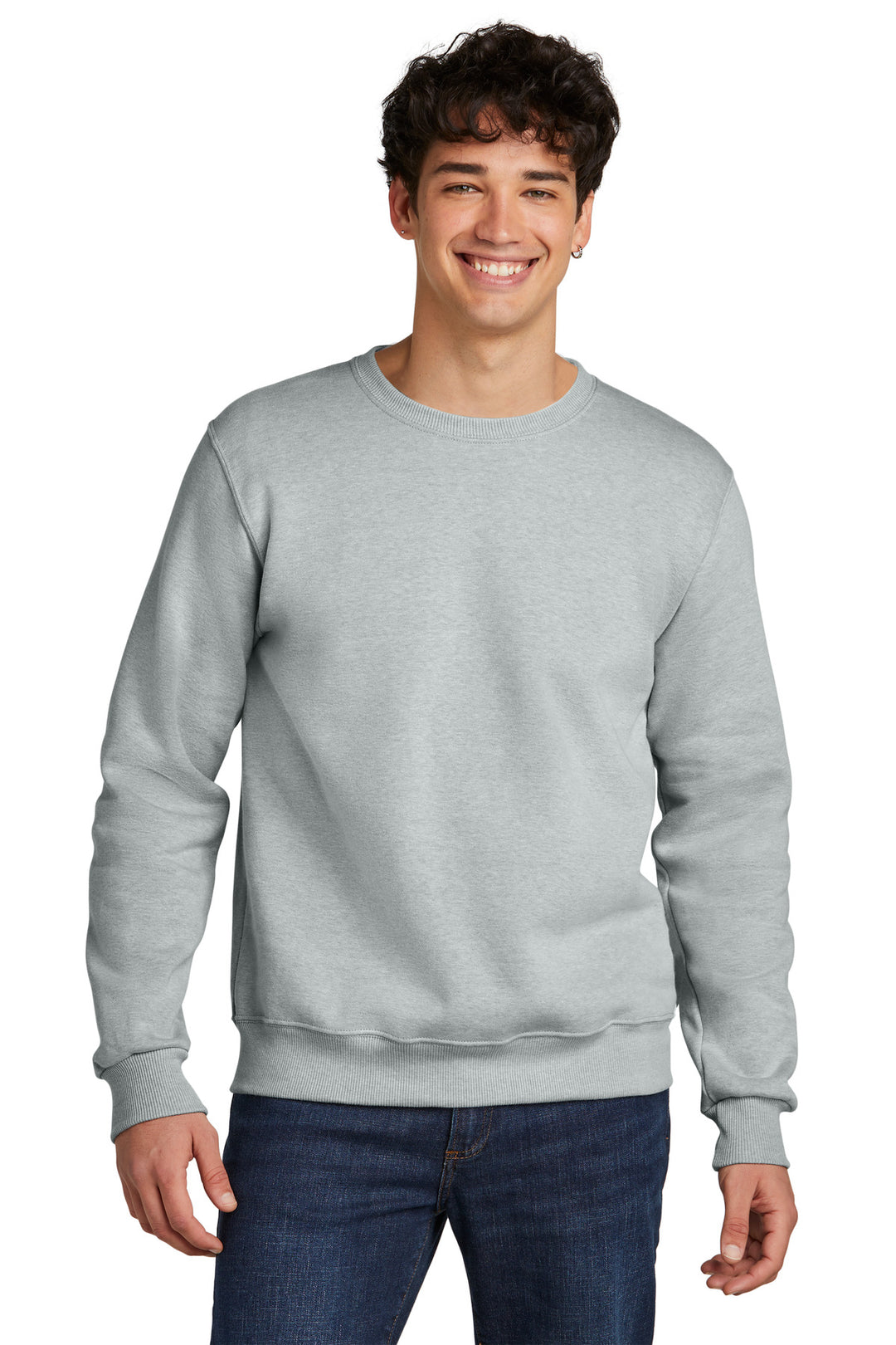 Front View of FrstGreyHt Jerzees Eco Premium Blend Crewneck Sweatshirt 701M