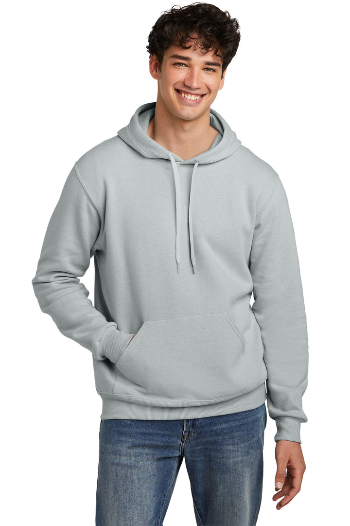 Front View of FrstGreyHt Jerzees Eco Premium Blend Pullover Hooded Sweatshirt 700M