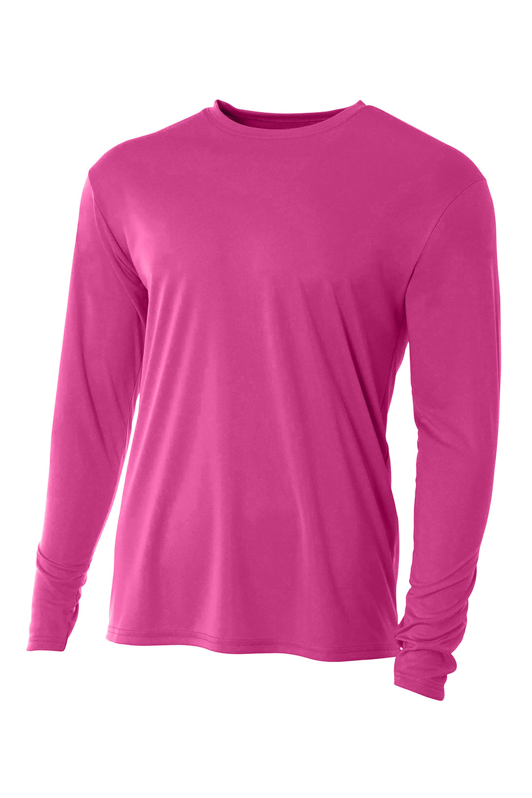 Front View of Fuchsia A4 Cooling Performance Long Sleeve Tee A4N3165