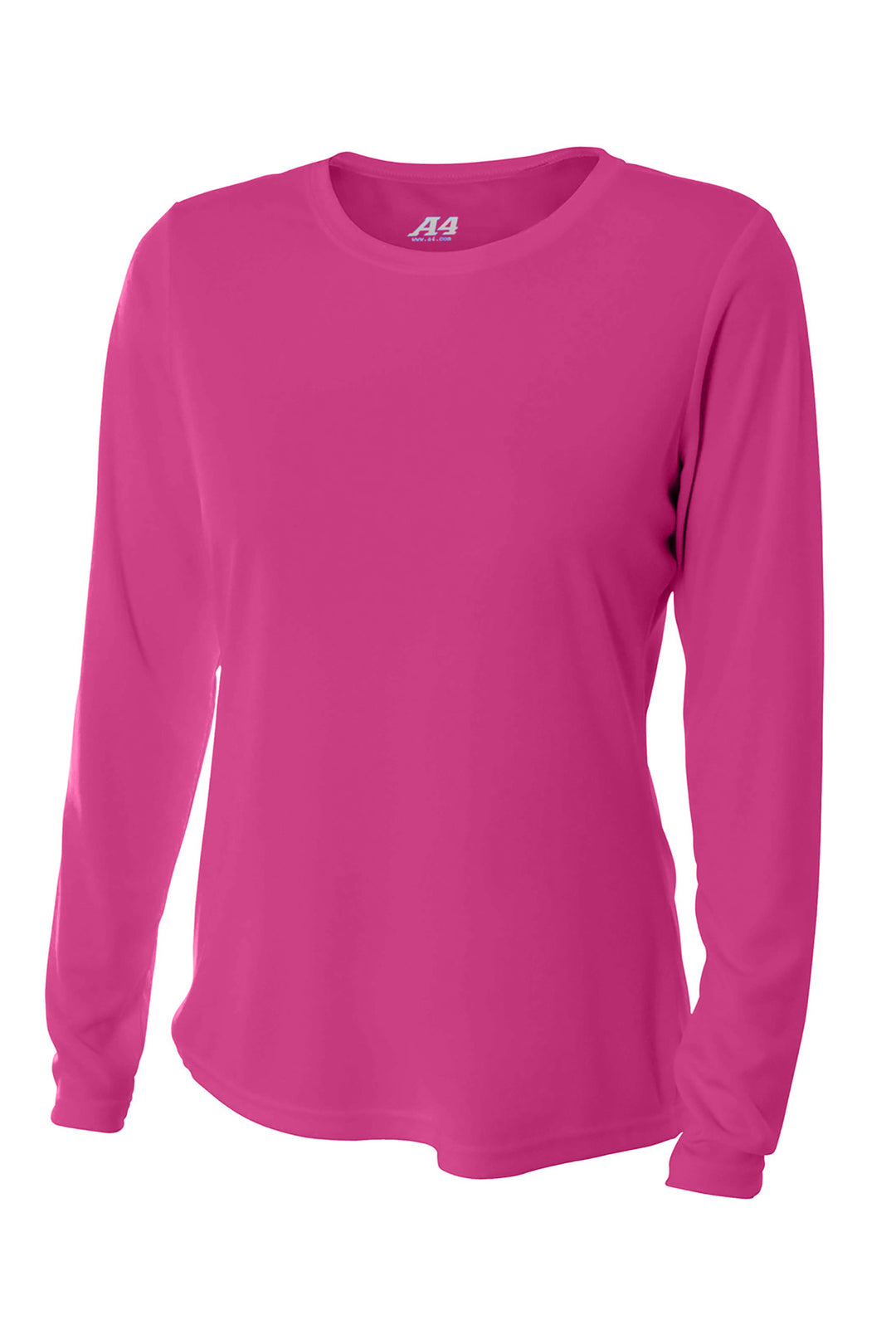 Front View of Fuchsia A4 Women's Cooling Performance Long Sleeve Tee A4NW3002