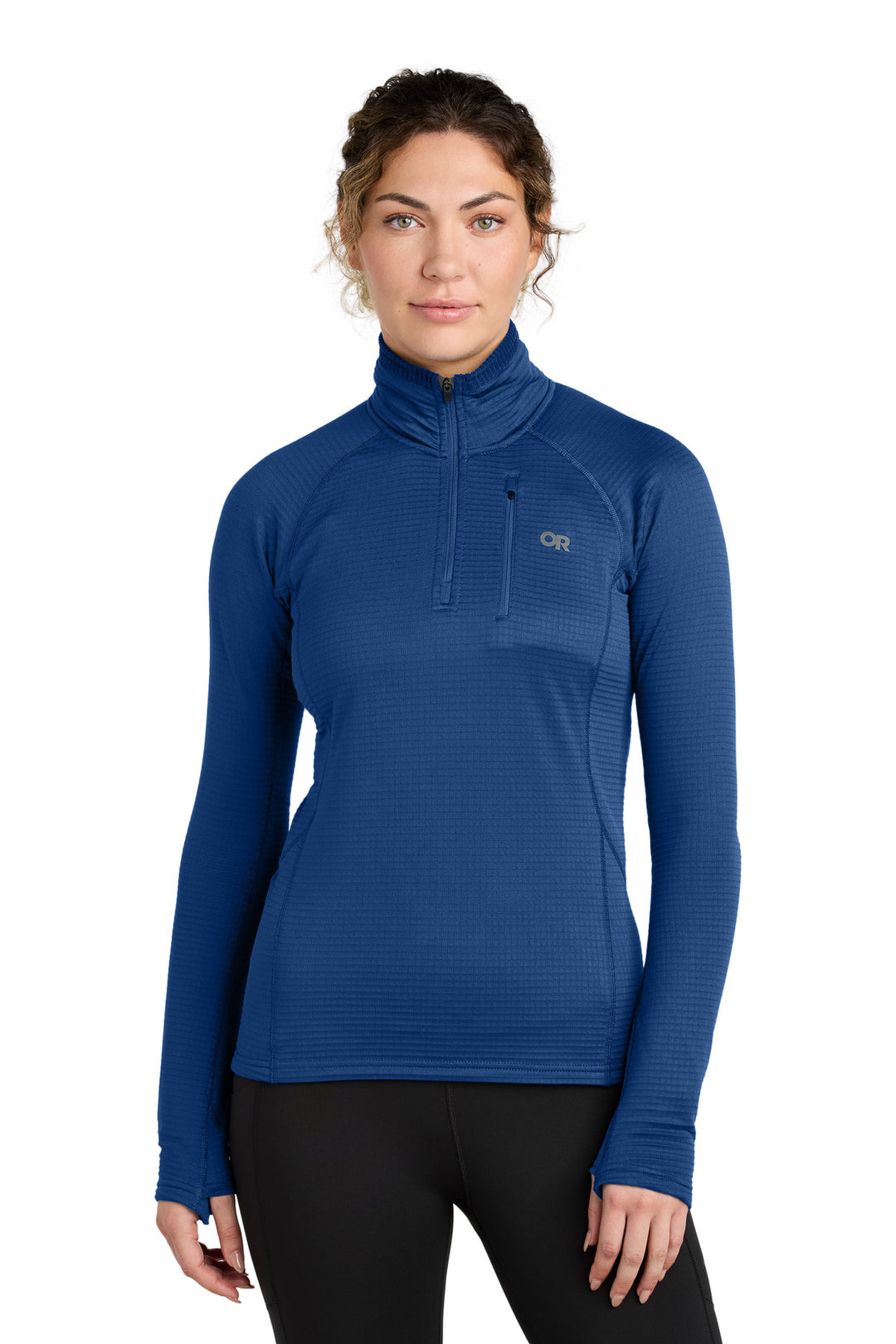 Front View of GalaxyBlue LIMITED EDITION Outdoor Research Women's Tech Grid 1/4-Zip Fleece OR322263