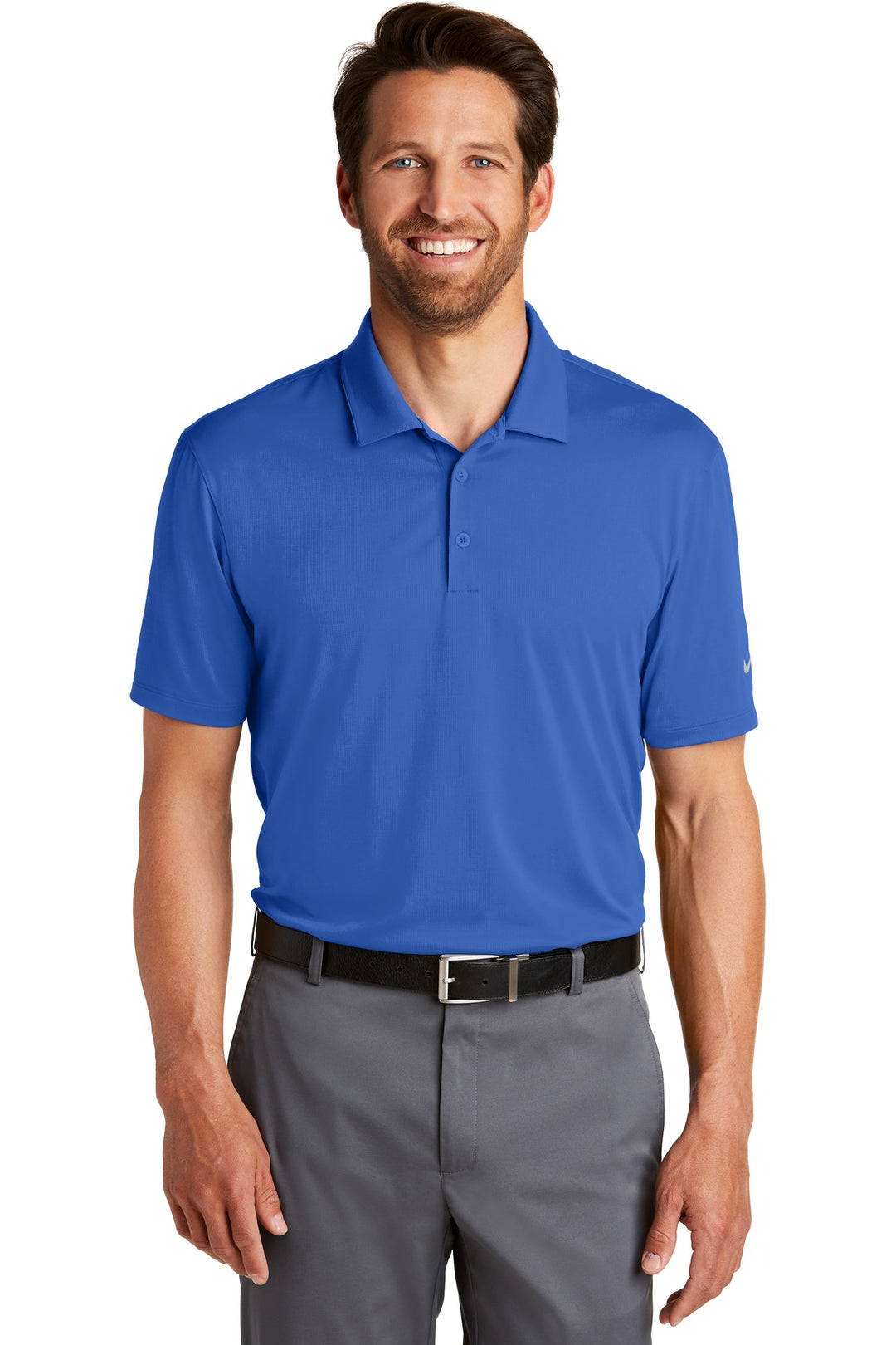 Front View of Game Royal Nike Dri-FIT Legacy Polo. 883681