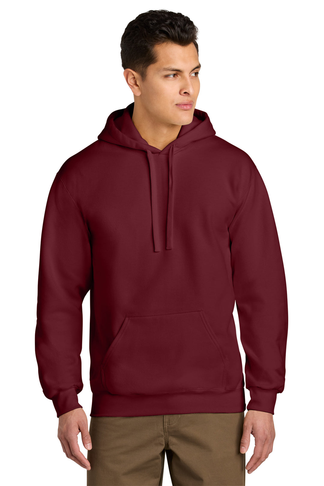 Front View of Garnet Gildan Hammer Maxweight Hooded Sweatshirt 19500