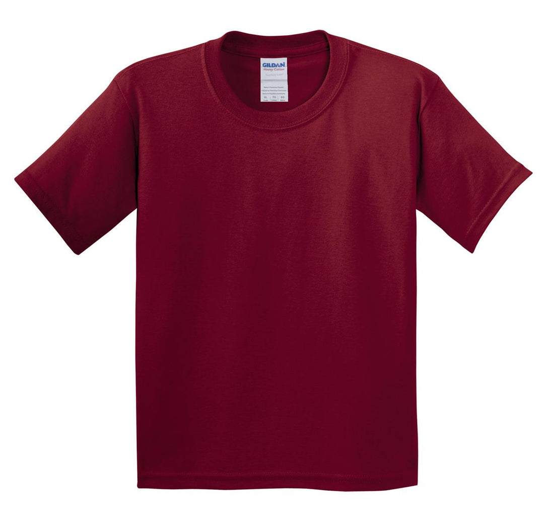 Front View of Garnet Gildan - Youth Heavy Cotton 100% Cotton T-Shirt. 5000B