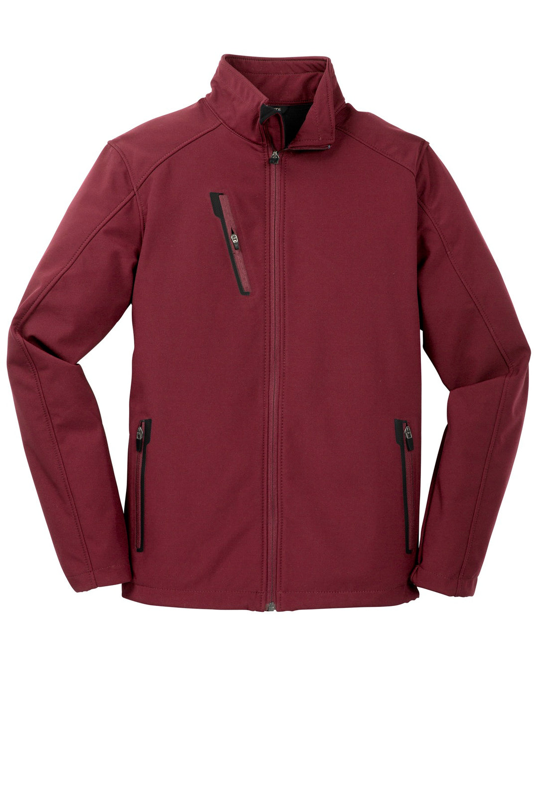 Front View of Garnet Port Authority Welded Soft Shell Jacket. J324