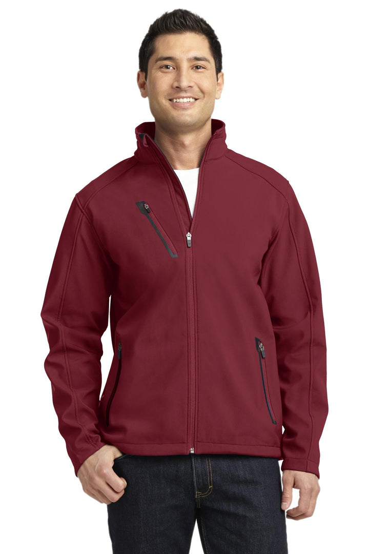 Front View of Garnet Port Authority Welded Soft Shell Jacket. J324