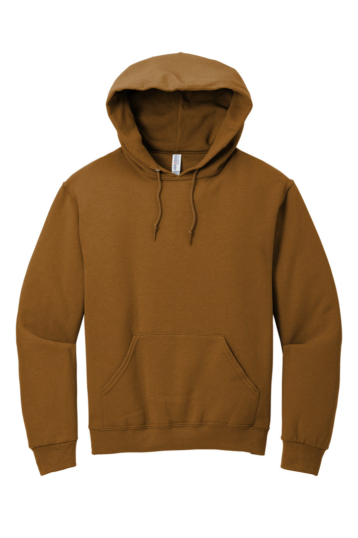 Front View of GldnPecan Jerzees NuBlend Pullover Hooded Sweatshirt. 996M