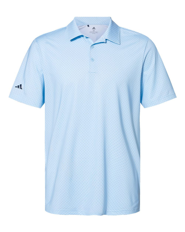 Front View of Glow Blue/ White/ Navy Diamond Dot Print Polo - A498