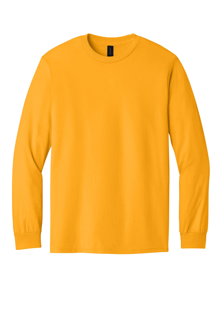 Front View of Gold Gildan - Heavy Cotton 100% Cotton Long Sleeve T-Shirt. 5400
