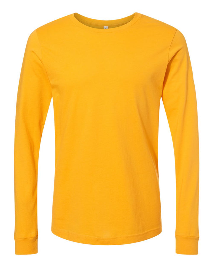 Front View of Gold Jersey Long Sleeve Tee - 3501