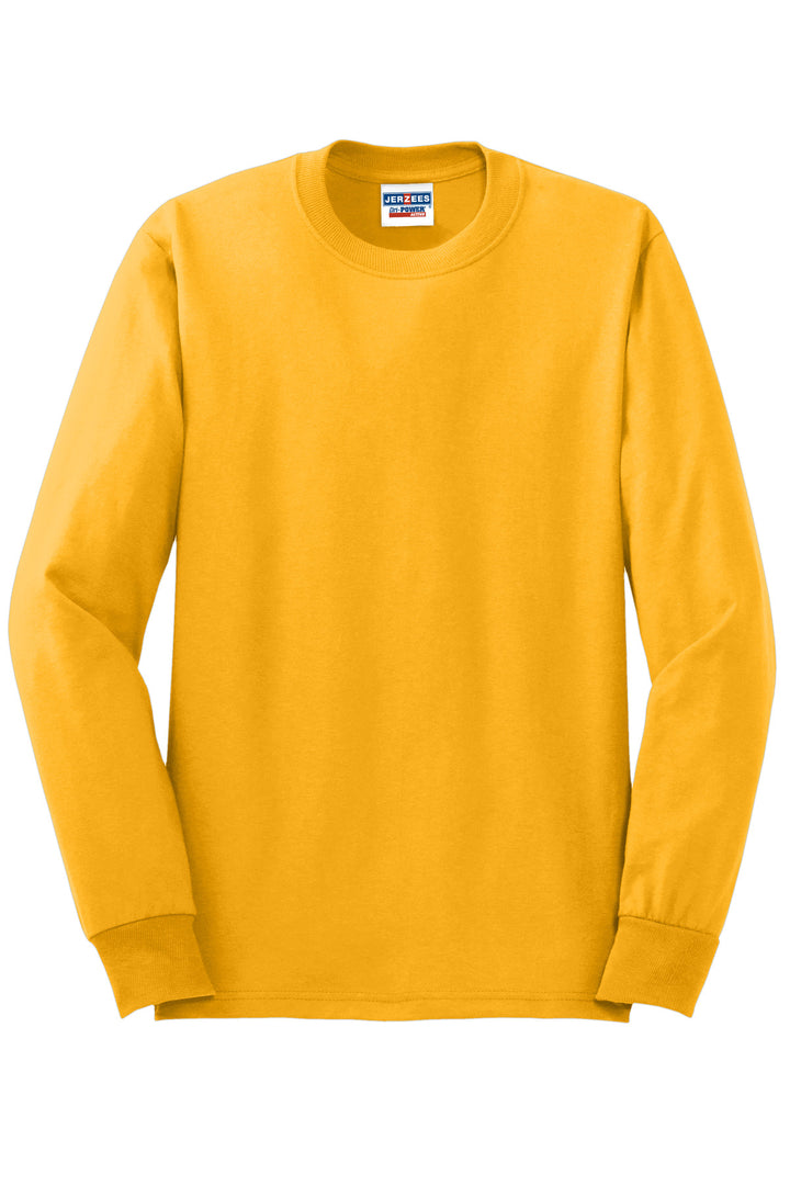 Front View of Gold Jerzees - Dri-Power 50/50 Cotton/Poly Long Sleeve T-Shirt. 29LS