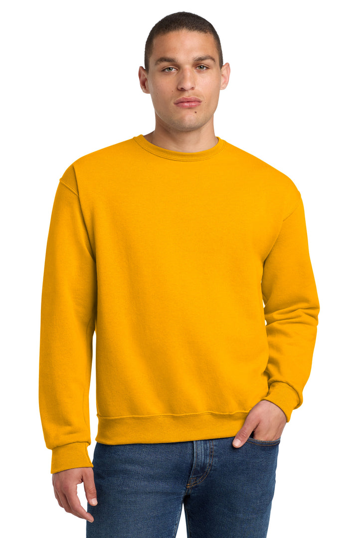 Front View of Gold Jerzees - NuBlend Crewneck Sweatshirt. 562M