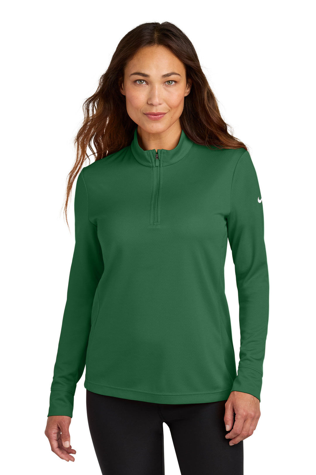 Front View of GorgeGreen Nike Women's Essential 1/2-Zip Cover-Up NKHM7969