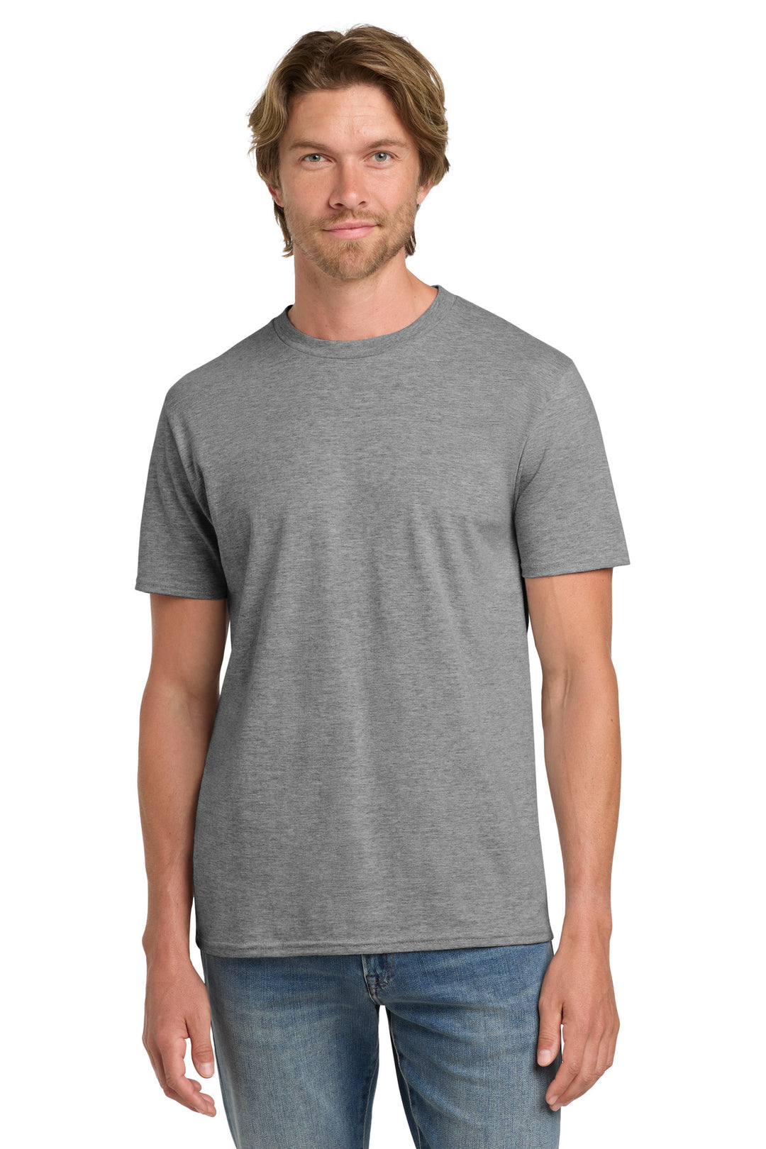 Front View of GphHeather Gildan 100% Ring Spun Cotton T-Shirt. 980
