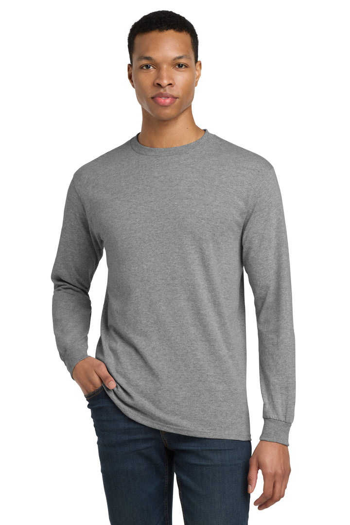 Front View of GphHeather Gildan - DryBlend 50 Cotton/50 Poly Long Sleeve T-Shirt. 8400