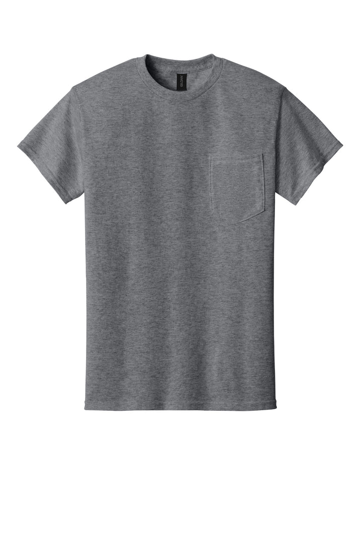 Front View of GphHeather Gildan - DryBlend 50 Cotton/50 Poly Pocket T-Shirt. 8300