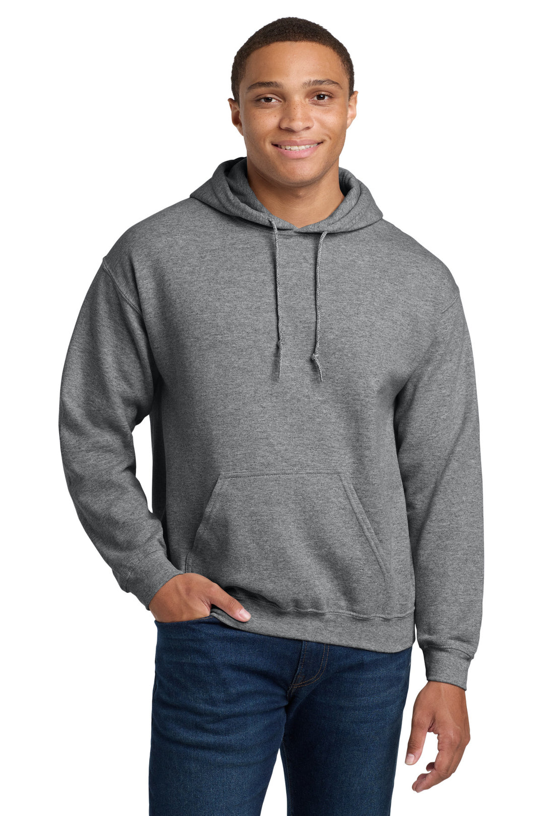 Front View of GphHeather Gildan - Heavy Blend Hooded Sweatshirt. 18500
