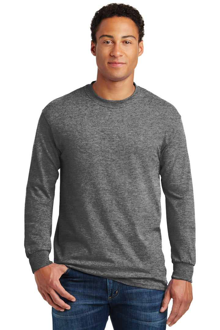 Front View of GphHeather Gildan - Heavy Cotton 100% Cotton Long Sleeve T-Shirt. 5400
