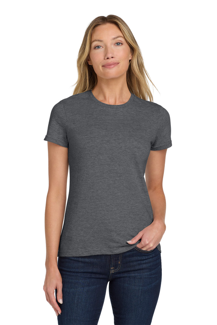 Front View of GphHeather Gildan Softstyle Women's T-Shirt. 64000L