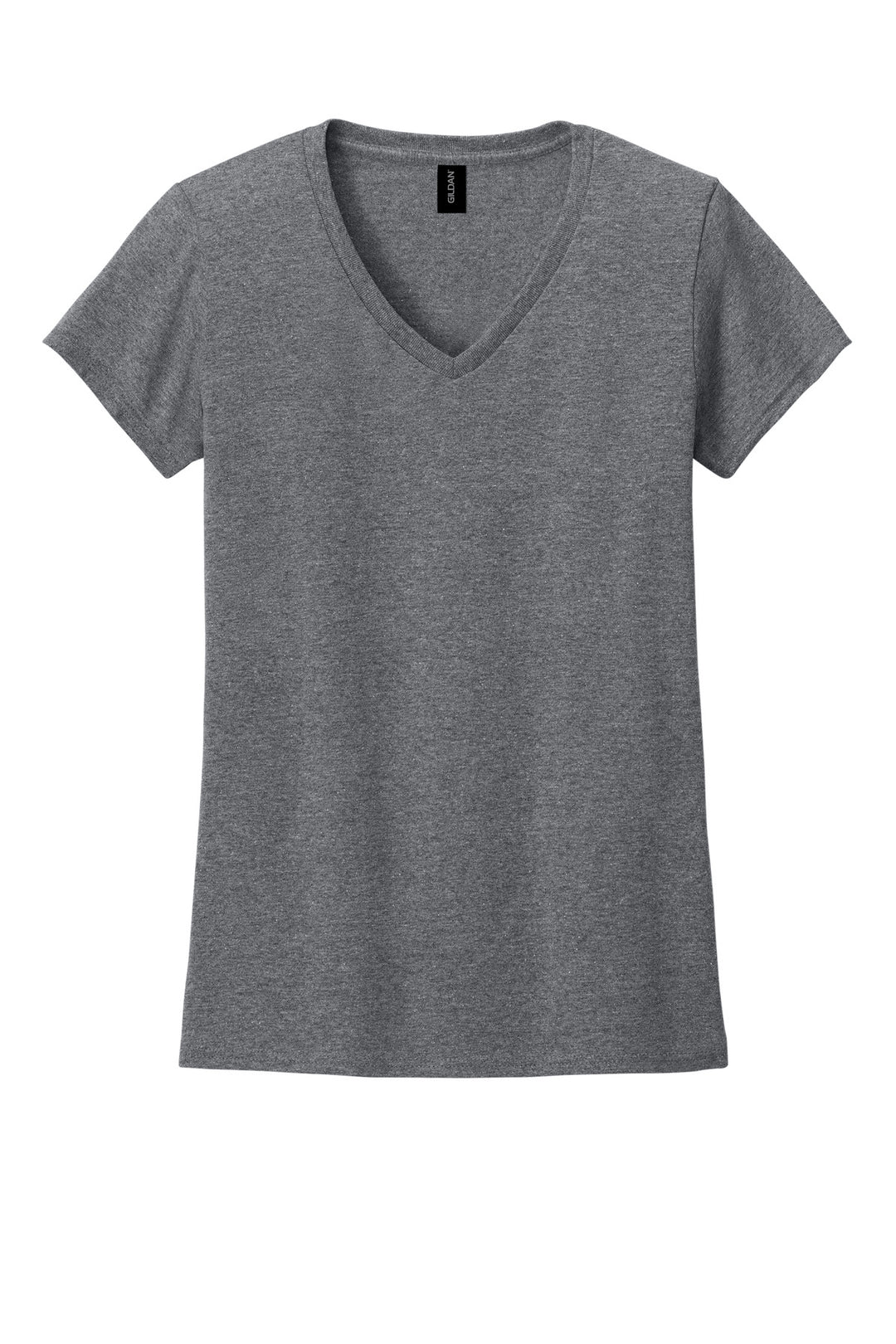 Front View of GphHeather Gildan Women's Heavy Cotton 100% Cotton V-Neck T-Shirt. 5V00L