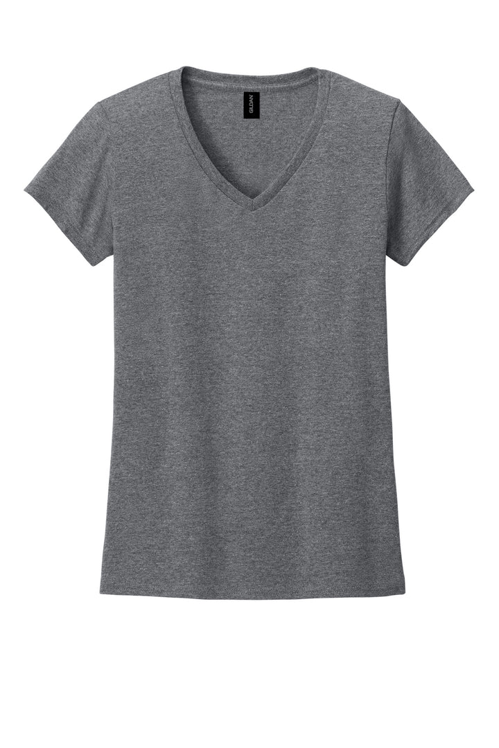 Front View of GphHeather Gildan Women's Heavy Cotton 100% Cotton V-Neck T-Shirt. 5V00L