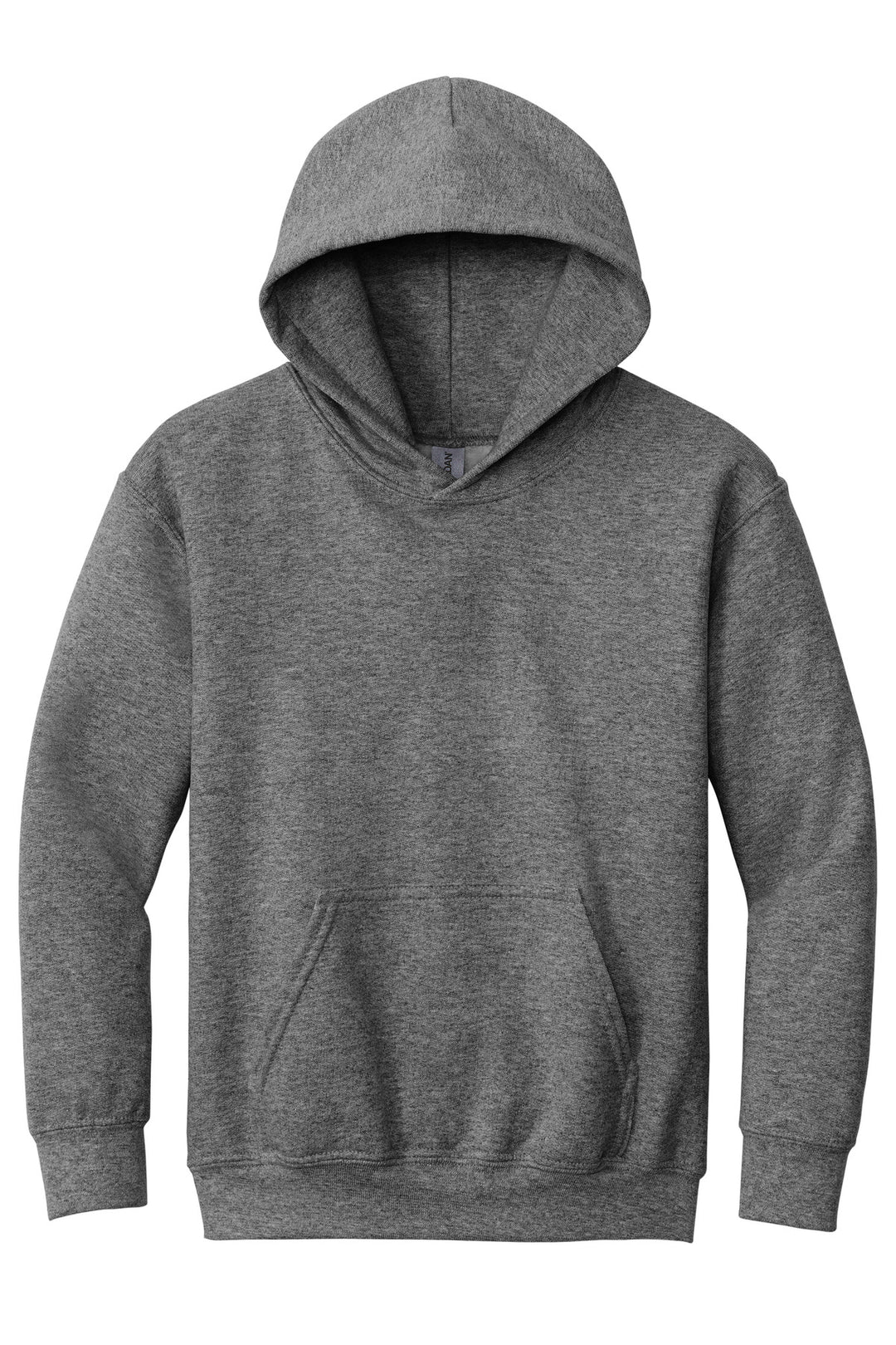 Front View of GphHeather Gildan - Youth Heavy Blend Hooded Sweatshirt. 18500B