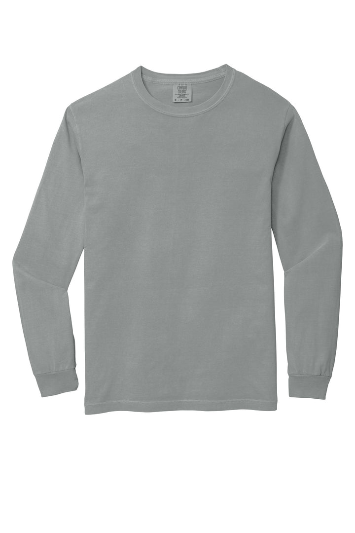Front View of Granite COMFORT COLORS Heavyweight Ring Spun Long Sleeve Tee. 6014