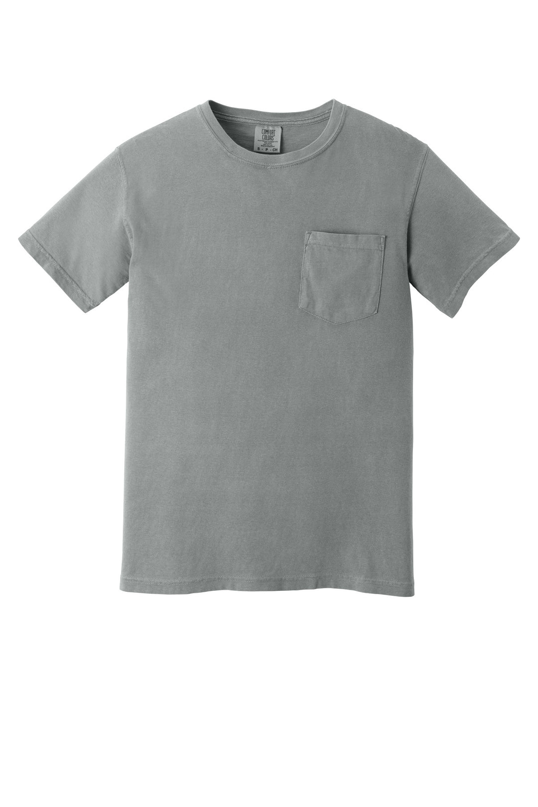 Front View of Granite COMFORT COLORS Heavyweight Ring Spun Pocket Tee. 6030