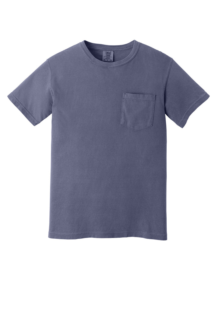 Front View of Grape COMFORT COLORS Heavyweight Ring Spun Pocket Tee. 6030
