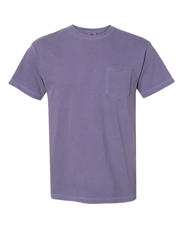 Front View of Grape Garment-Dyed Heavyweight Pocket T-Shirt - 6030