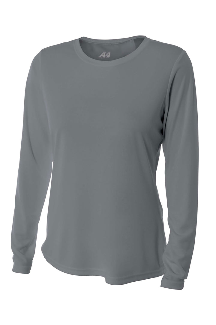 Front View of Graphite A4 Women's Cooling Performance Long Sleeve Tee A4NW3002