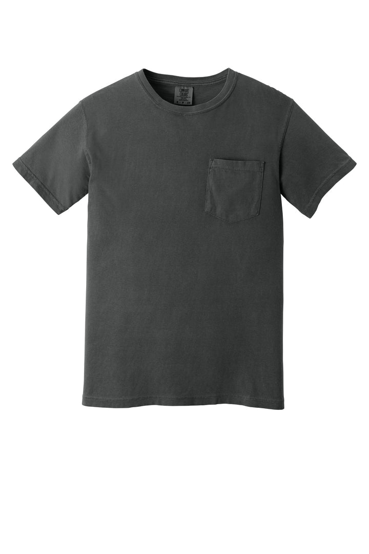 Front View of Graphite COMFORT COLORS Heavyweight Ring Spun Pocket Tee. 6030