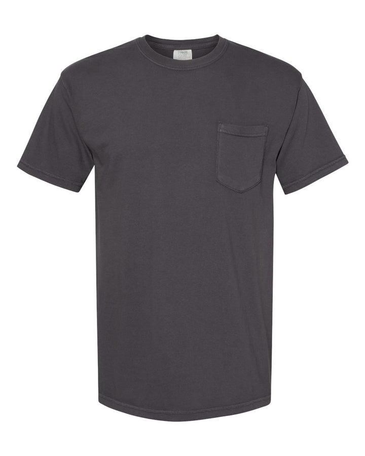 Front View of Graphite Garment-Dyed Heavyweight Pocket T-Shirt - 6030
