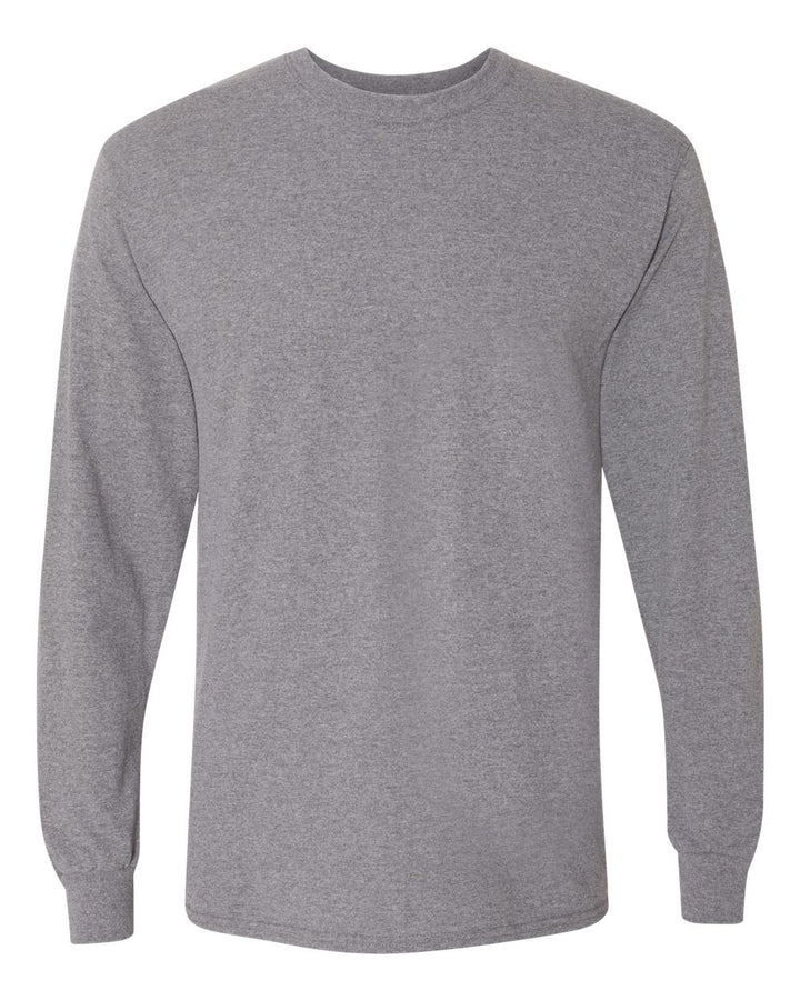 Front View of Graphite Heather DryBlend® 50/50 Long Sleeve T-Shirt - 8400