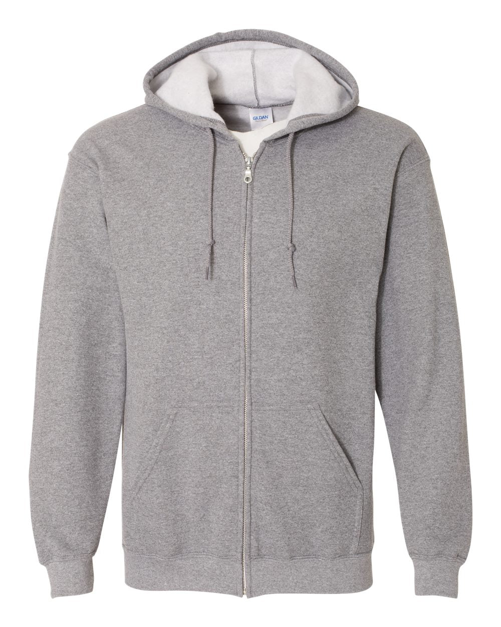 Front View of Graphite Heather Heavy Blend™ Full-Zip Hooded Sweatshirt - 18600