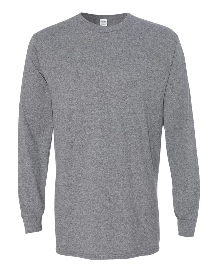 Front View of Graphite Heather Heavy Cotton™ Long Sleeve T-Shirt - 5400